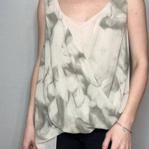 Free People Faux Wrap Tie-Dye Asymmetrical Ivory Tank Top Blouse Large